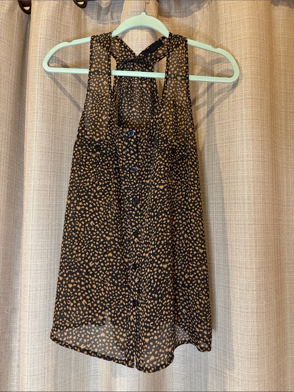 ⭐️ mine Black Tank Top with Tan Spot Print